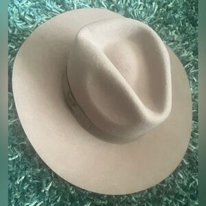 Wyeth wide brim wool rancher hat blush pink and gray ribbon boho south western